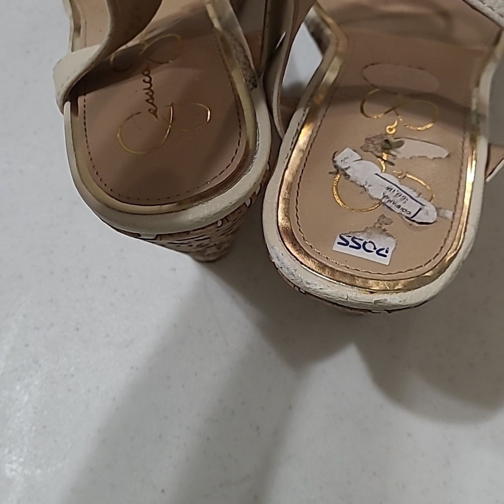 Jessica Simpson Cork & Cream Platform Wedge Sandals size 11 - Picture 9 of 16